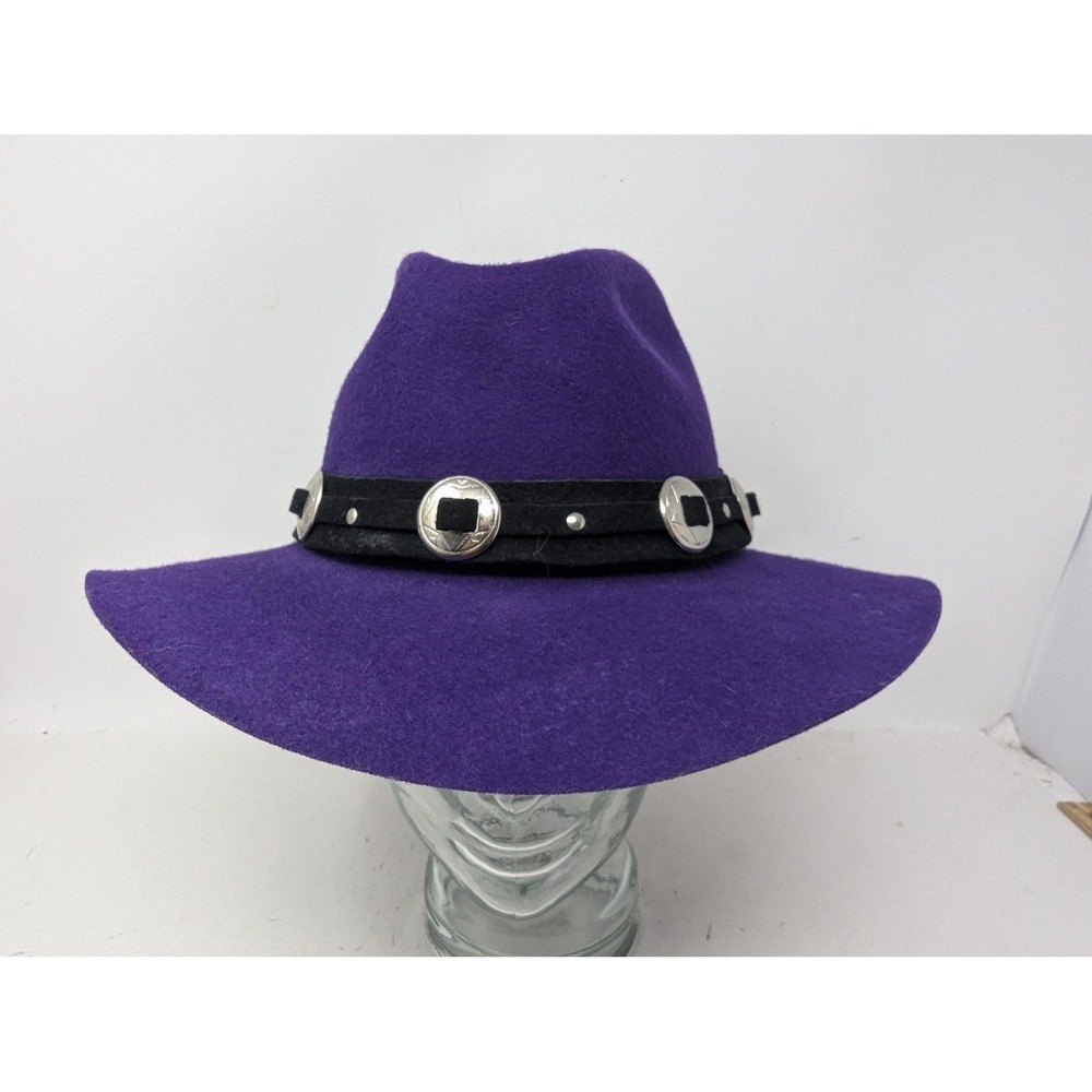 Eddy Bros Hat Cowboy Fitted Womens Medium Purple Wool Wide Brim Western Concho